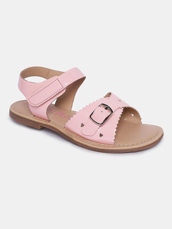 Aria Nica Leah Scalloped Flat Sandals for Girls – Baby Pink