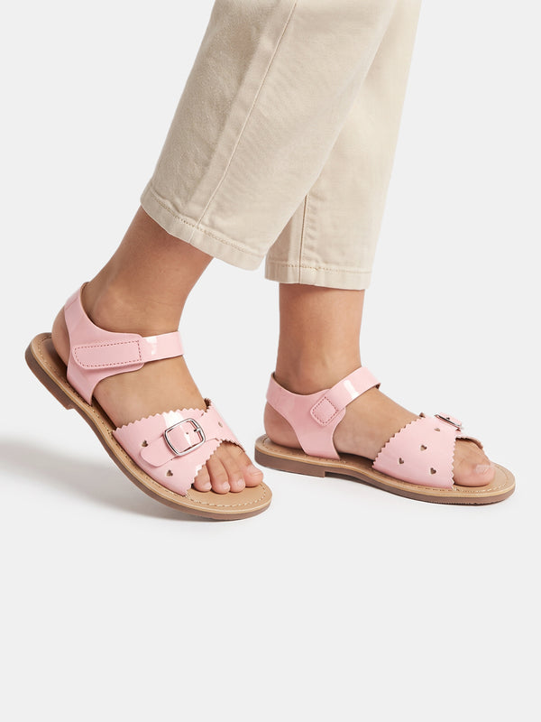 Aria Nica Leah Scalloped Flat Sandals for Girls – Baby Pink