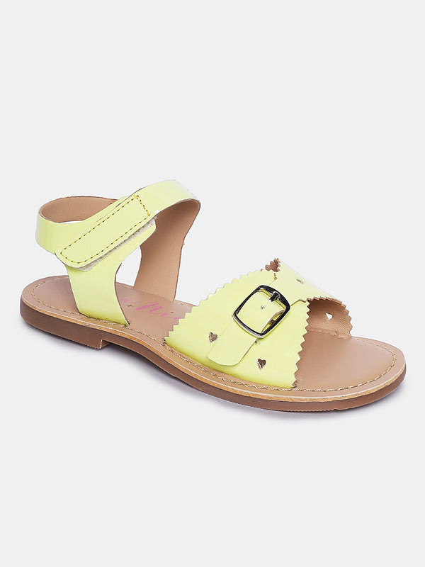 Aria Nica Leah Scalloped Flat Sandals for Girls – Lime