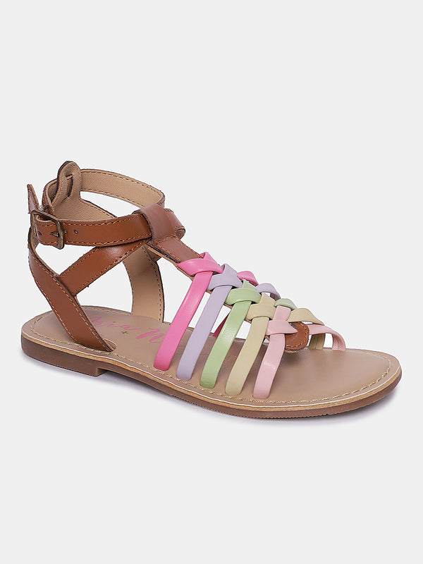 Aria Nica Isla Gladiator Flat Sandals for Girls – Multicolour