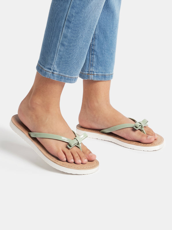 Aria Nica Pippa Bow Slip-On Flats for Girls – Mint Green