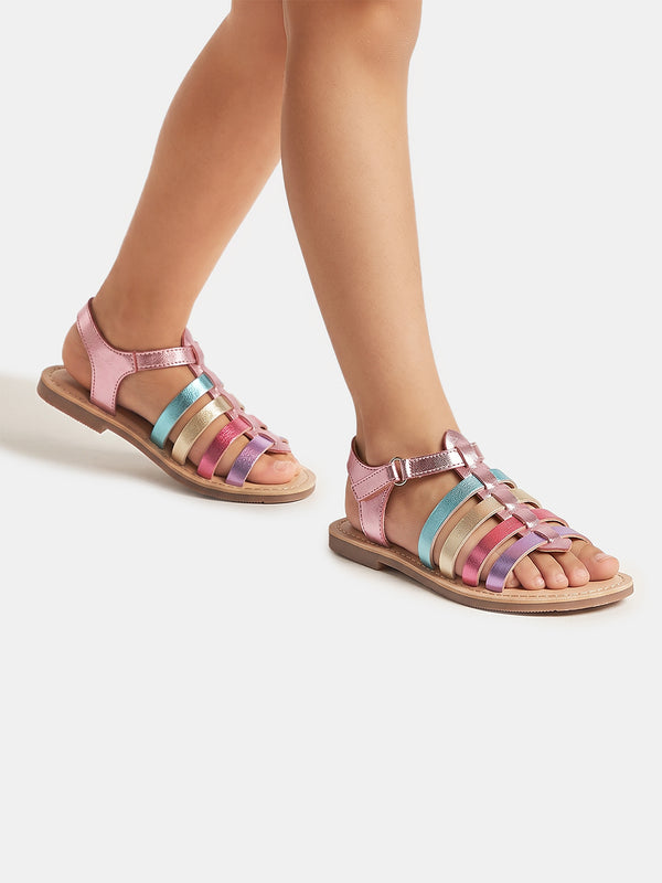 Aria Nica Lisa Multi-Strap Flat Sandals for Girls – Multicolour