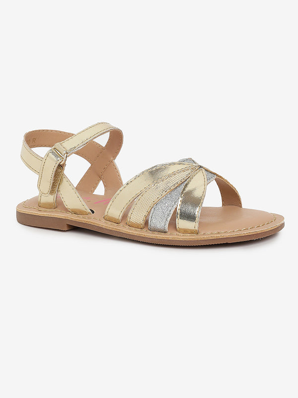 Girls Shyna Golden Ankle Strap Flat Sandal