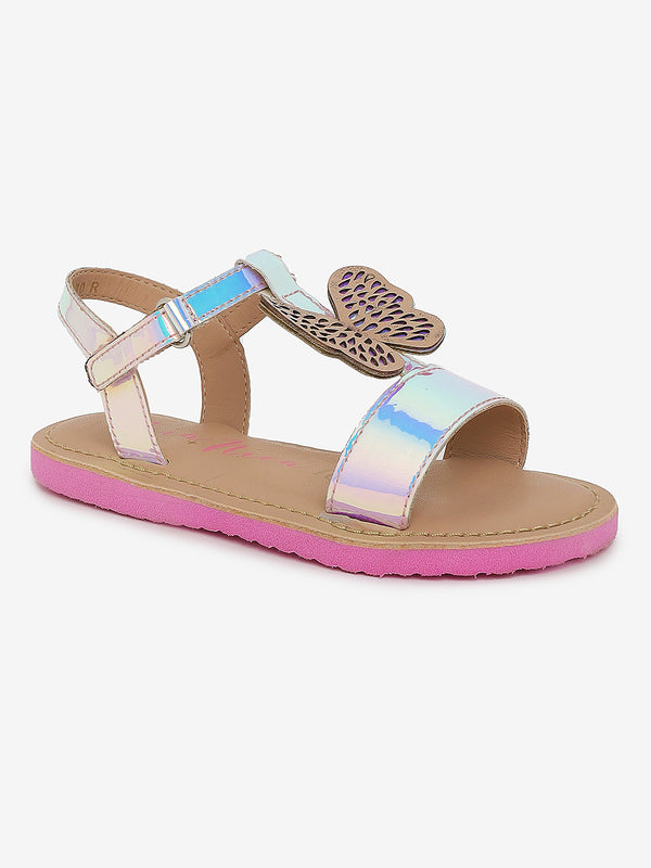Girls Buttercup Butterfly Pink Sole Ankle Strap Sandal