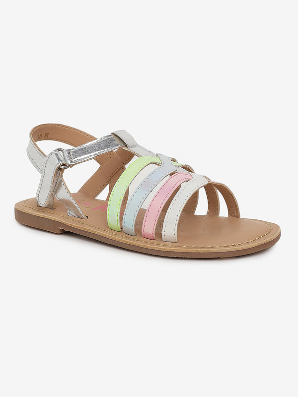 Girls Skittles Back Strap Flat Sandal
