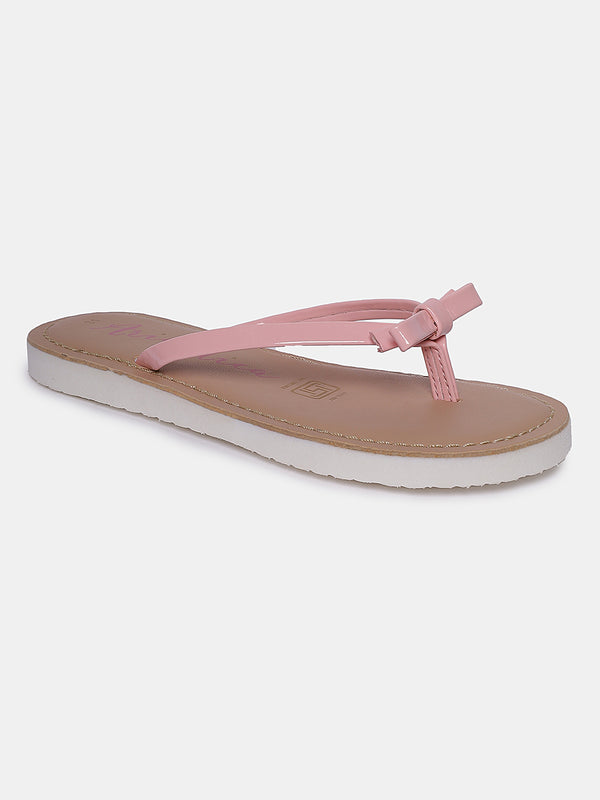 Aria Nica Pippa girls' bow slip-on flats in baby pink with a pretty bow