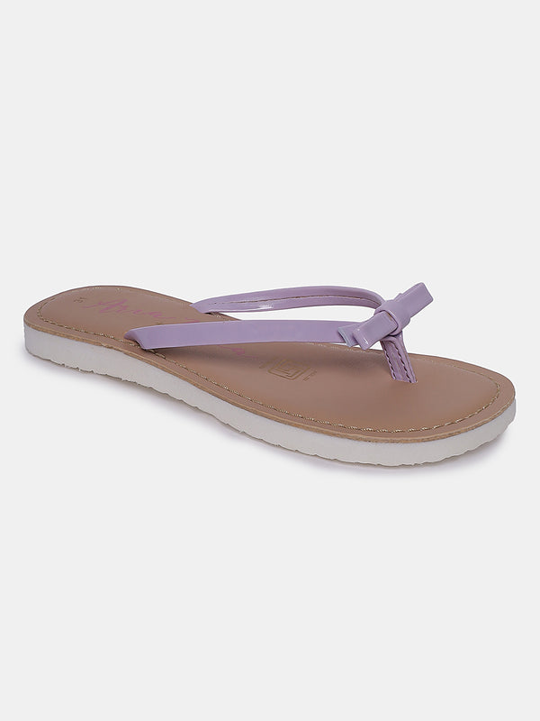 Aria Nica Pippa girls' bow slip-on flats in lavender with a pretty bow